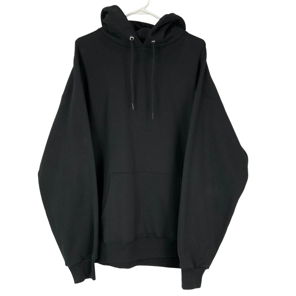 Hanes Ultimate Cotton Black Hoodie Large Pullover Fleece Kangaroo Pocket